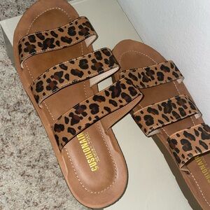 cushionair cheetah print sandals
